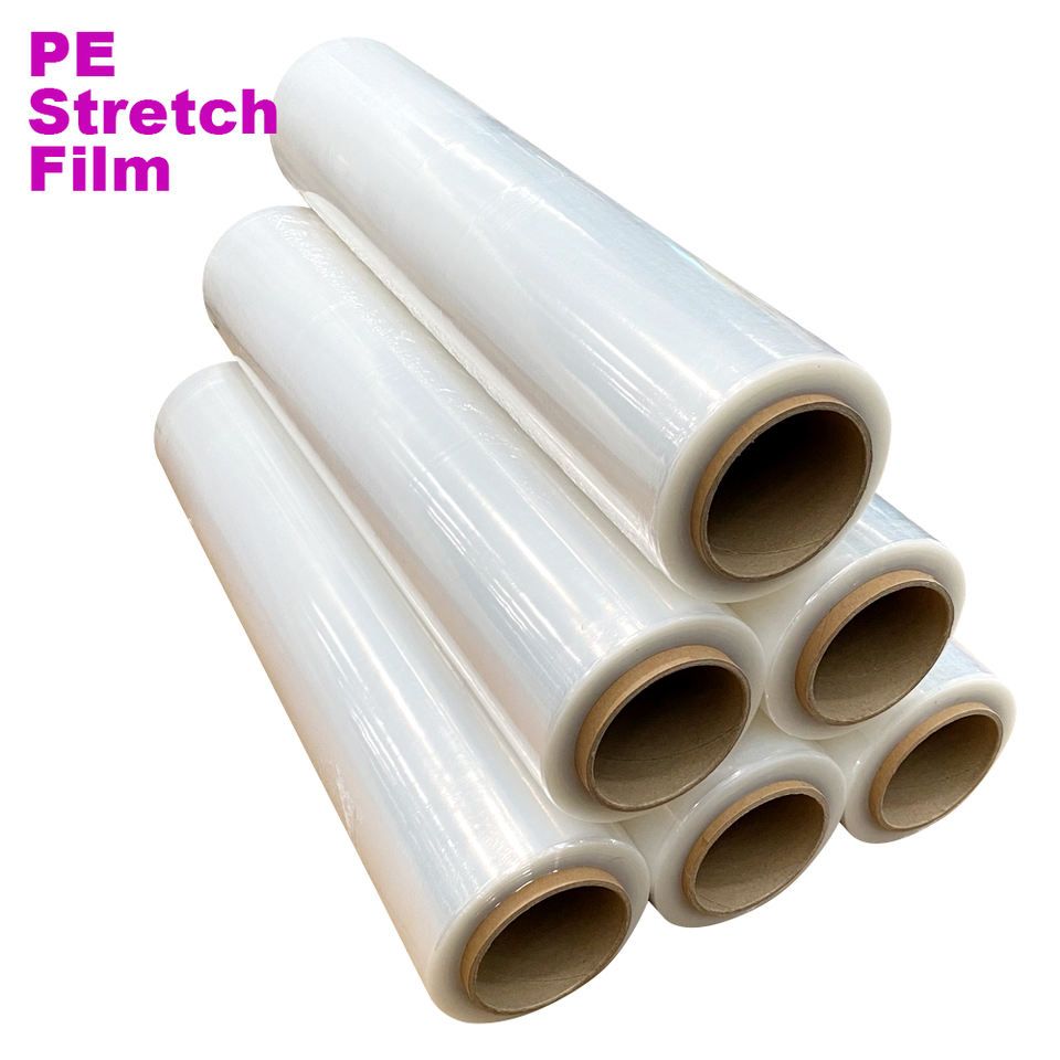 Transparent hand wrap pallet stretch film